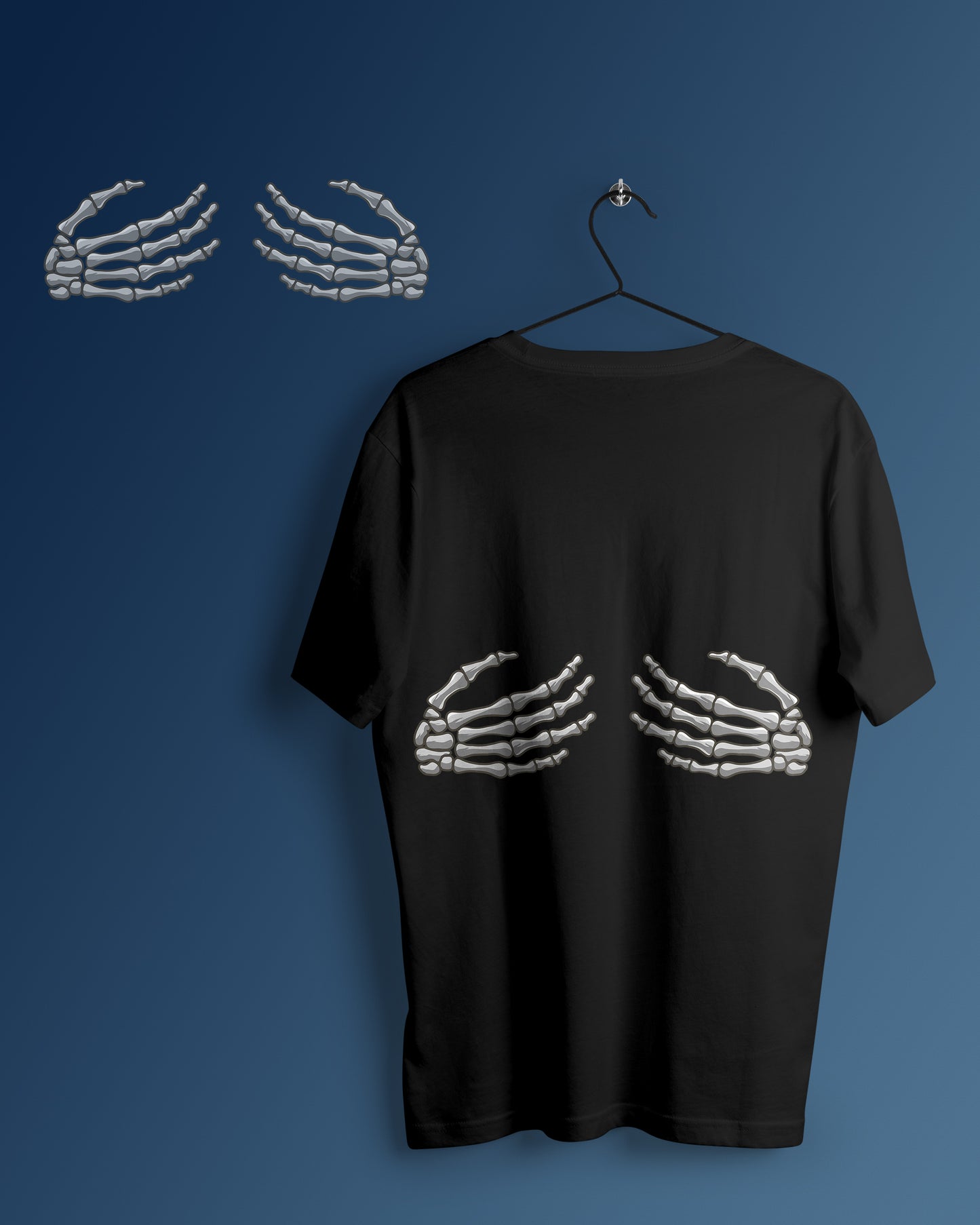 Skull Hand Graphic Printed Unisex Oversized T-shirt D099