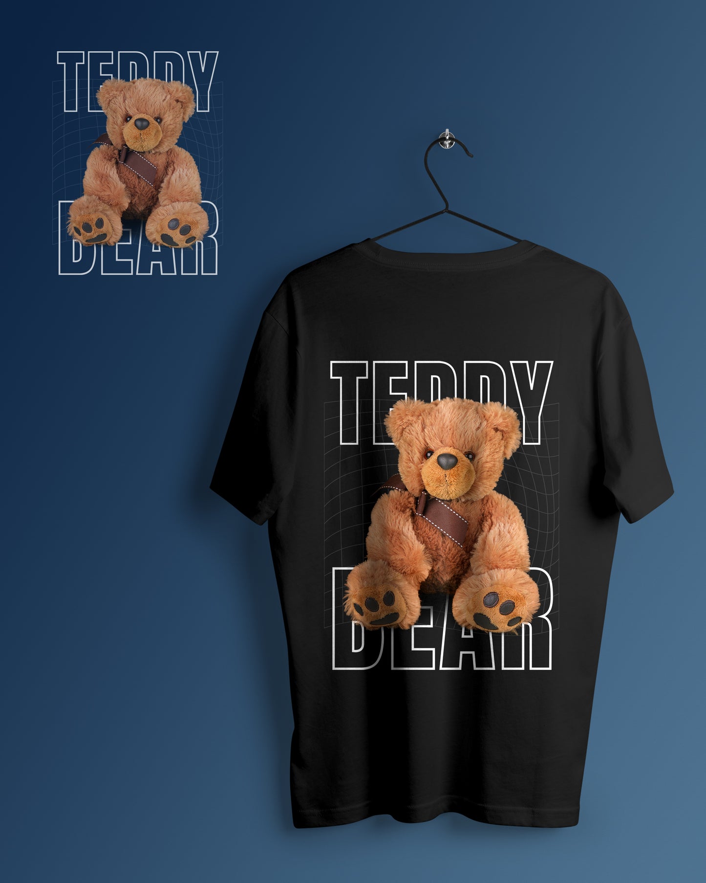 Teddy Bear Graphic Printed Unisex Oversized T-shirt D107