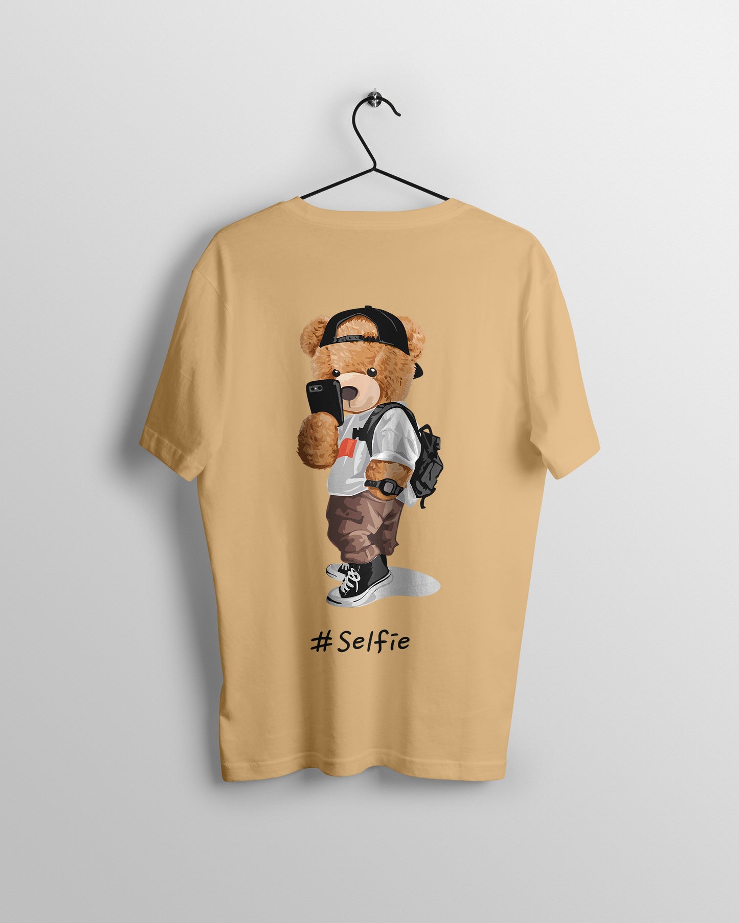 Selfie Teddy Graphic Printed Unisex Oversized T-shirt D086