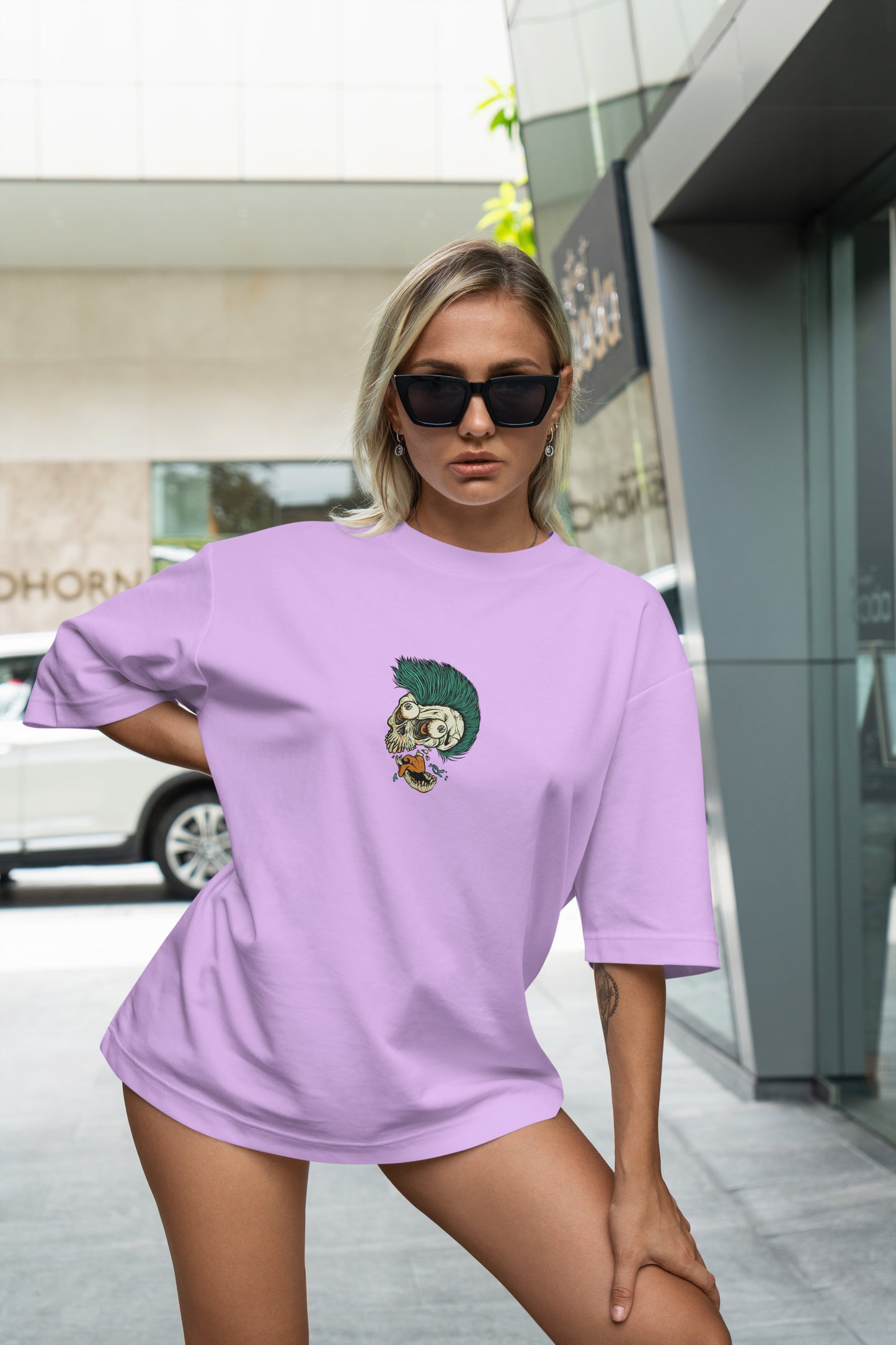 Skull Graphic Printed Unisex Oversized T-shirt D068