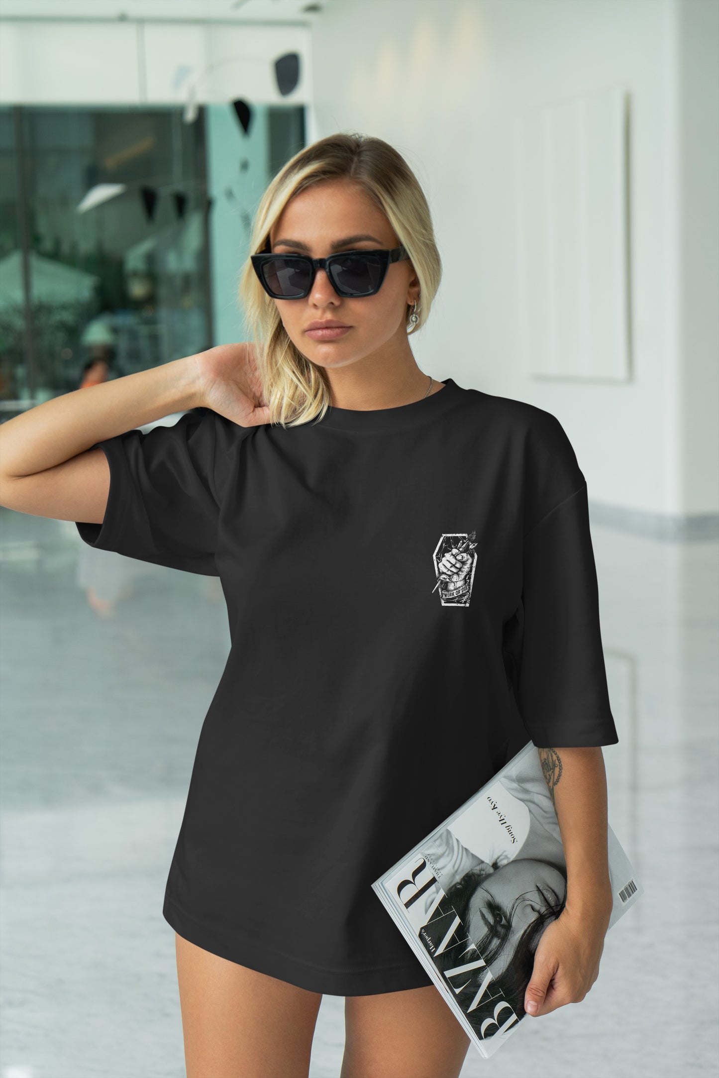 Work Or Die Graphic Printed Unisex Oversized T-shirt D064