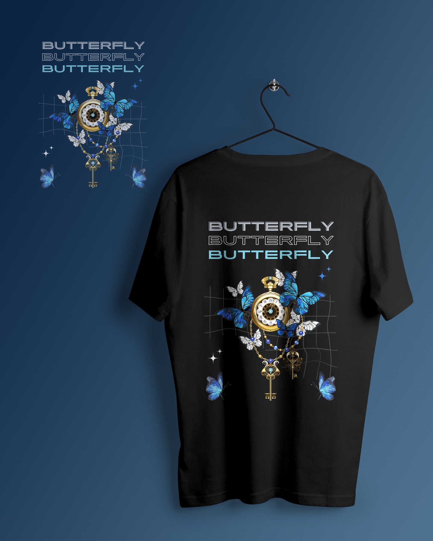 Butterfly Graphic Printed Unisex Oversized T-shirt D105