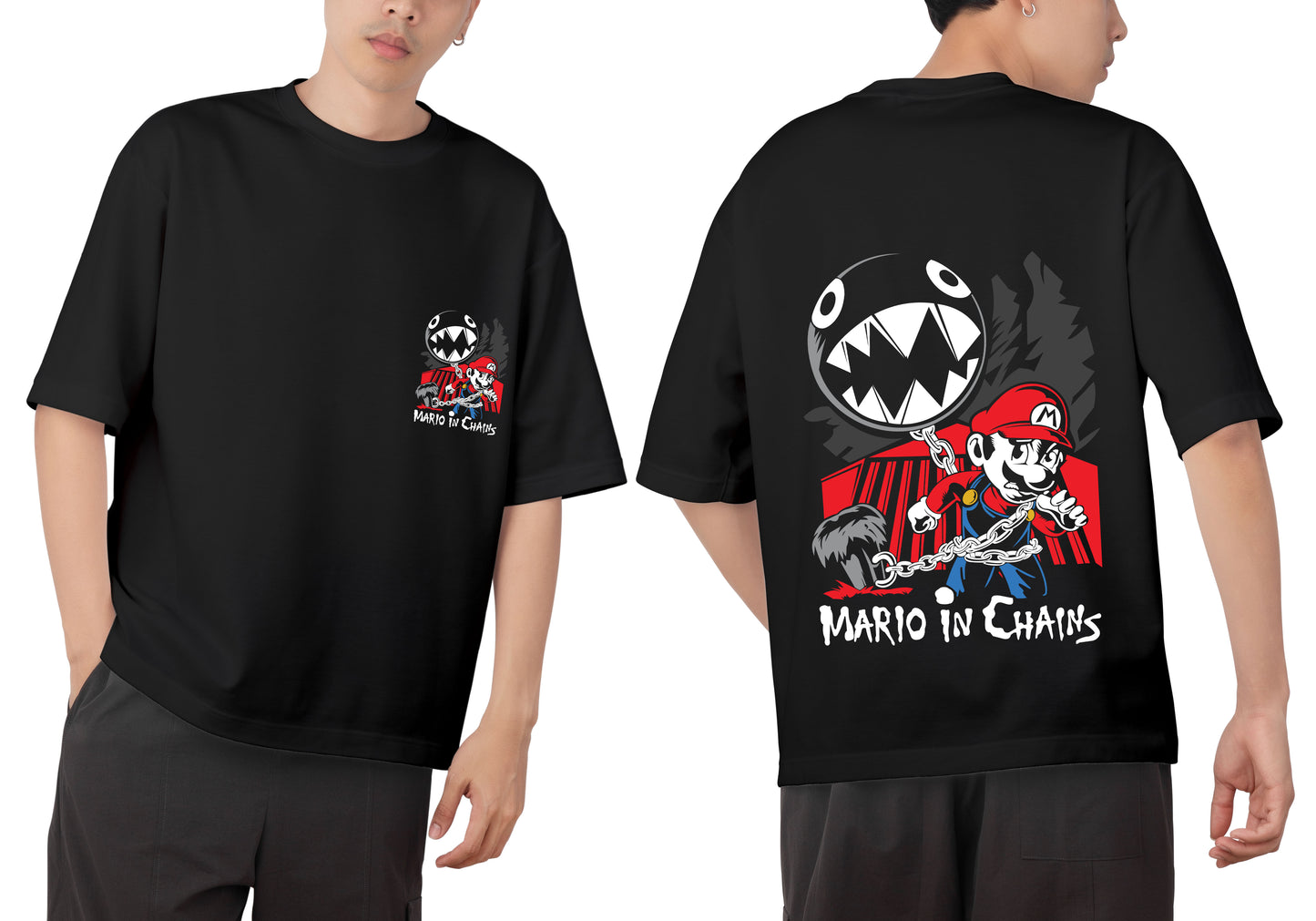 Mario In Chains Graphic Printed Unisex Oversized T-shirt D017