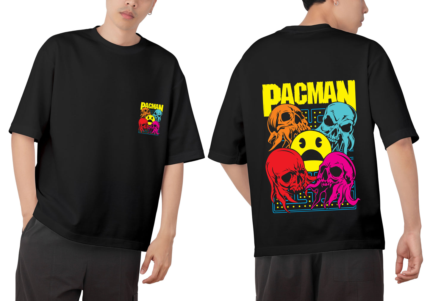 Pacman Graphic Printed Unisex Oversized T-shirt D009