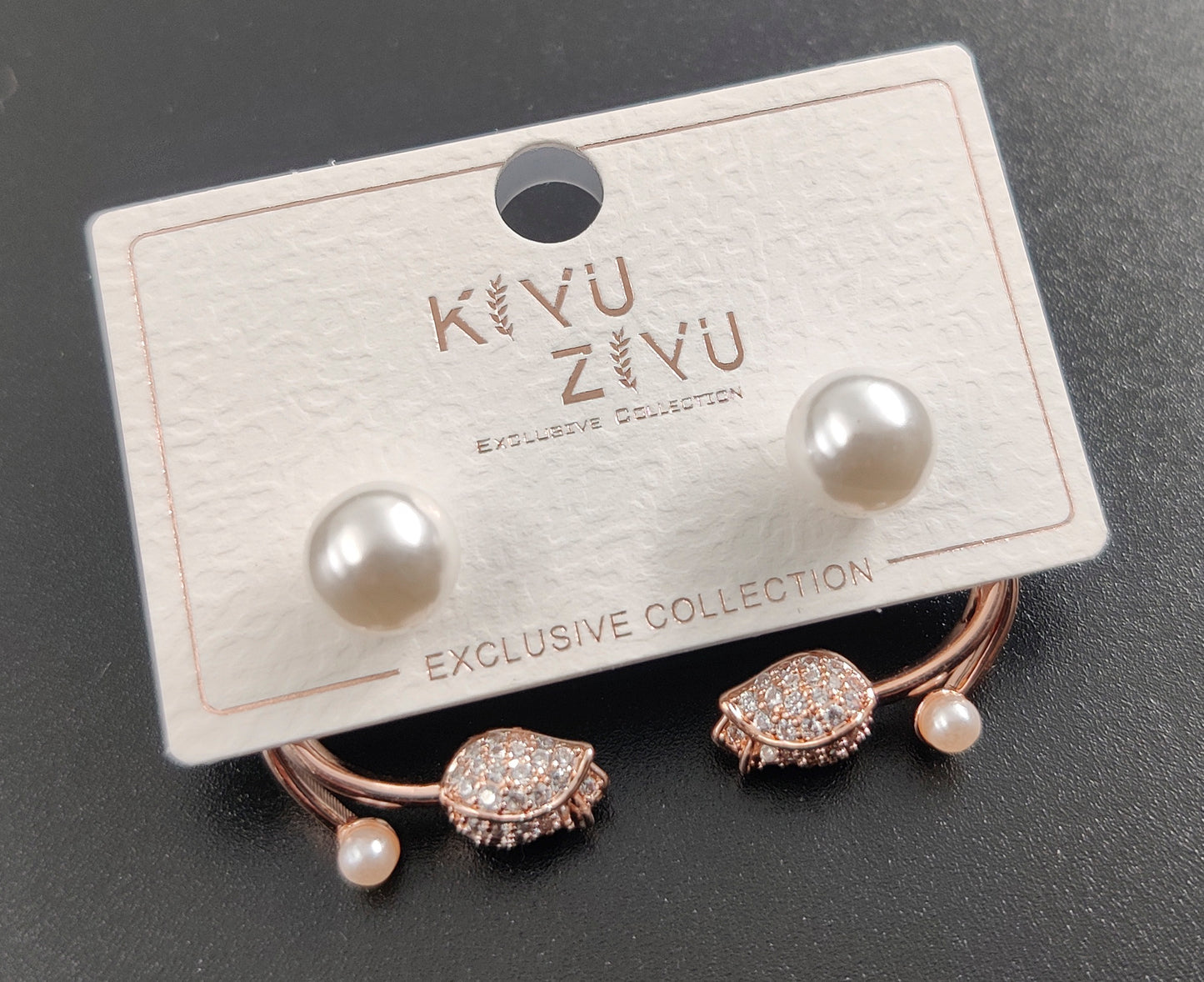 Pearl Flower Rose Golden Stud Earrings - rosy stud 15118