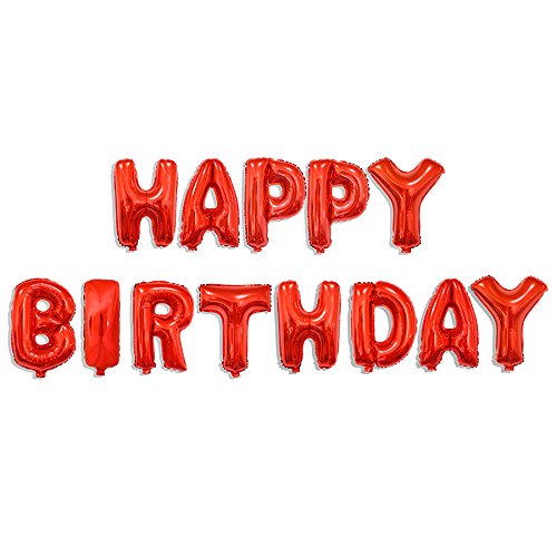 (16 inch) Happy Birthday Foil Balloons (13 Letters) - Red Colour