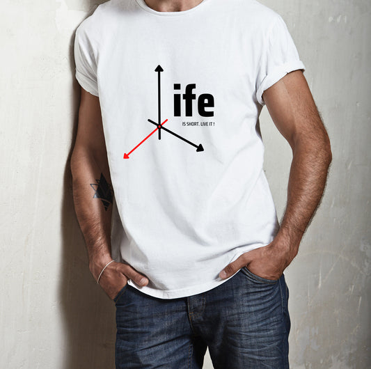 life Printed Round Neck Half Sleeve T-Shirt D052
