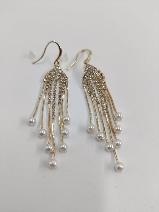 Tassel Drop With Pearl Earrings For Women 15134